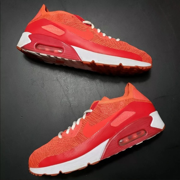 Nike Air Max 90 Ultra 2.0 Flyknit Men's Sz 10 Bright Crimson 875943-600 - Picture 2 of 6